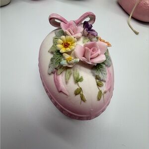 Lefton Pink Floral Porcelain Trinket Box